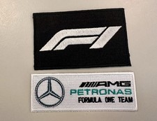 Ultimate Patch 2 Pack Formula One F1 Racing Iron on Patches White Mercedes 3.5” picture