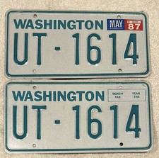 Beautiful Pair Of Original Washington State License Plate 1983 1984 1985 1986 picture