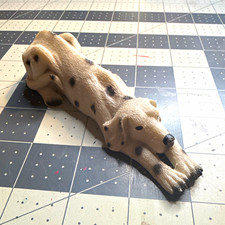 Dalmatian Dog Resin Figurine Lying Down Stretching Pose White w/ Black Spots picture