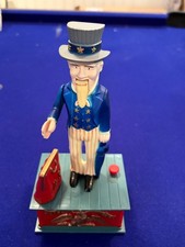 Vintage 1970s Emson Uncle Sam Mechanical Coin Bank Plastic Push Button HK picture