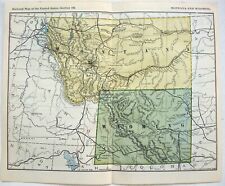 Montana & Wyoming - Original 1894 Railroad Map. Antique picture
