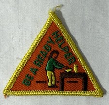 Vintage Girl Scout Brownie Be a Ready Helper Patch 1980s Pre-Try-It & Brownie B picture