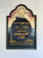 1950s vintage American Line Wood Southampton to New York railroad Sign picture