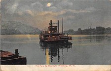 E64/ Wellsburg West Virginia Postcard 1911 Ferry By Moonlight Ohio River 10 picture