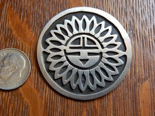 Vintage Hopi Sunface Sterling Silver Overlay Pendant Pin Native American Signed picture
