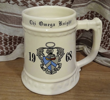 Vintage 1968 Chi Omega Knight Cotillion Ball Stein Mug Crest Attleboro MA USA picture
