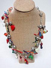 VTG MEXICAN FOLK ART STORY TELLING SILVER & WOOD NECKLAC -17 WOOD CHARACTERS 28