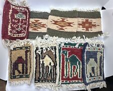 8 Vintage Miniature Aztec Woven Rug Drink Coasters picture