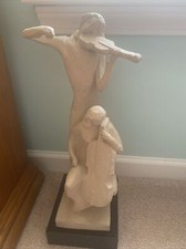 Sculpture Woman Playing Cello Man Playing Violin Beige 14” X 12x10” picture