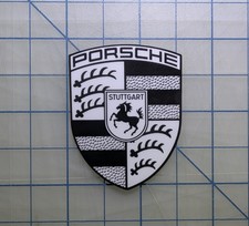 Porsche Emblem Crest Black & White Sticker/Decal High Quality Waterproof Outdoor picture