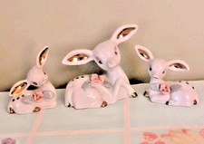 3 Vintage White & Gold Spotted Deer Doe & Fawn Figurines Porcelain Decor 🎄 Xmas picture