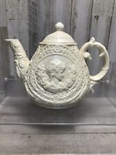 Vintage Ivory Lustreware With White Cameo Pearl Wedgewood Style Tea Pot picture
