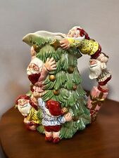 Fitz & Floyd Santa and Elves Christmas Tree Pitcher  2 Qt. 1995 picture
