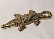 Vintage Small Solid Brass Casted Alligator / Crocodile Paperweight Figurine 3.5