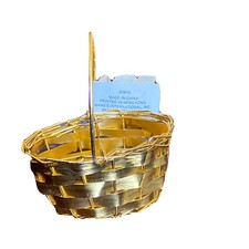 Vintage Assorted Gold Metal / Red $ Green Basket Miniature Woven Holiday Basket picture