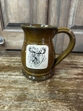 Vintage B.P.O.E.  Mug Handcrafted Brown Stoneware Stag Elk Early 1900’s? picture