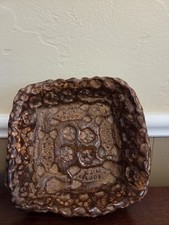 Folk Art Dog Paw/Milk Bone Pottery Hand Crafted Dish picture