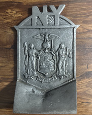Vintage NY New York State Coat of Arms Excelsior Cast Metal Plaque 8
