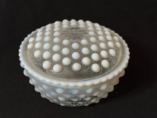 Vintage Fenton Moonstone Hobnail Opalescent Lidded Trinket Candy Dish picture