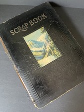 Huge Filled Vintage Scrapbook Military WW2, Newspaper Articles, Postcards 40-60s picture