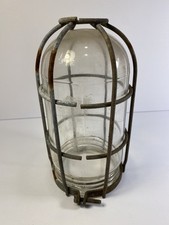 Vintage Explosion Proof Light Cage w/ Glass Globe Unique 7 1/2'' Tall picture