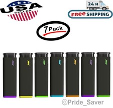 MK Jet Black Pocket Lighter, Striking Design Refillable Windproof Flame (7 Pack) picture