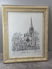Saint Basil Visitation Church Chicago Sketch Jack Simmerling SIGNED Framed picture