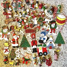 Lot of Over 60 Vintage Hand Painted Wood Christmas Tree Ornaments Crafts picture
