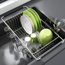 JASIWAY Expandable Stainless Steel Dish Drying Rack - In/Over Sink & Countertop picture
