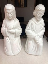 Vintage Beco Nativity Blow mold Christmas Joseph Mary Jesus With Cords 17” picture