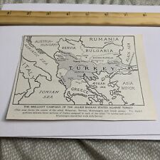 Antique 1912 Clipping: Army Campaign Map of Allied Balkan States Against Turkey picture