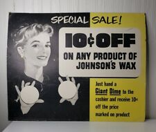 Vtg Johnson's Wax Advertising Sign Cardstock Bardboard Store Display  picture