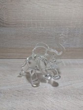 BEAUTIFUL HAND-BLOWN CRYSTAL CIRCUS ELEPHANT FIGURINE WITH MOUSE ON HIS FOOT picture