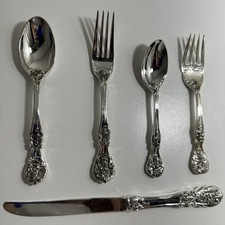 5 F.B. Rogers FRENCH ROSE Ornate Silverplate Flatware Fork Spoon Knife picture