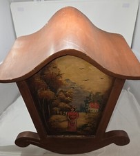 ANTIQUE VTG HAND CARVED WOOD ROCKING BABY CRADLE HAND PAINTED RUSTIC FOLK ART picture