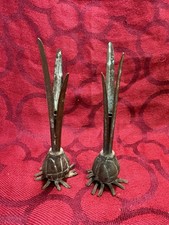 Vintage Pair Carnevale 1985 Copper Brass Onion Bulb Garlic Bud Vase MCM 6” -9986 picture