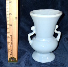 Vintage Shawnee Pottery Periwinkle Blue Double Handled Bud Vase USA 5.5