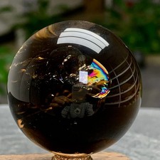 109G Natural Smoky Quartz Sphere with Rainbow Inclusion Healing Crystal Ball picture