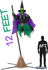 Halloween Decorations Outdoor - 12 Ft Animated Hovering Witch Animatronics picture