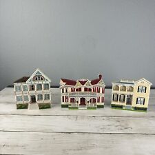 Lot of 3 Vintage Sheila's Collectibles Wood Houses:  Galveston Texas - 2 Signed picture