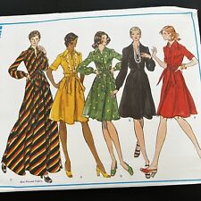 Vintage 1970s Vogue 2932 Blouson Shirt Dress Two Lengths Sewing Pattern 12 UNCUT picture