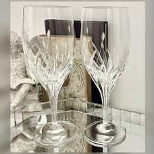 Noritake Moondust Iced Tea Glasses Pair Swirl Cut Crystal Germany 8.5