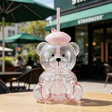 NEW Starbucks 2026 Summer Dessert Party Series 660ml Bear Manager Glass Cup Pink picture