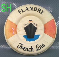 Vintage 1950s SS Flandre French Line Cruise Ship Celluloid Plastic Molded Sign picture