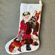 Vintage Woodland Santa Crewel Christmas Stocking Dimensions 8069 Handstitched picture