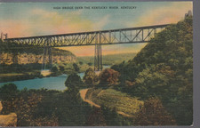 High Bridge KY postcard - New Bridge  Kentucky River PM 1948 Albany IN linen picture