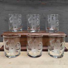 MCM Reijmyre Handblown - 5 oz Swedish Liqueur Glasses - 6 Etched Viking Warriors picture
