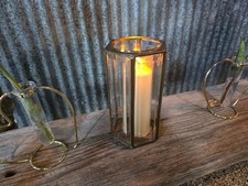 6x - Vtg Brass & Glass Candle Votive Chandelier Shade - Salvaged Hardware Rework picture