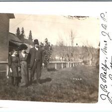 1912 Family Farm Real Photo RPPC Handsome Businessman Classy Wife JB Phelps A151 picture