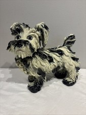 Vintage Italian Spaghetti Dog Terrier Scotty MCM Black And White Figurine 10” picture